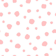 Vector seamless polka dots pattern in a chaotic manner. Hand drawn, doodle style. Design for fabric, wrapping, wallpaper, textile