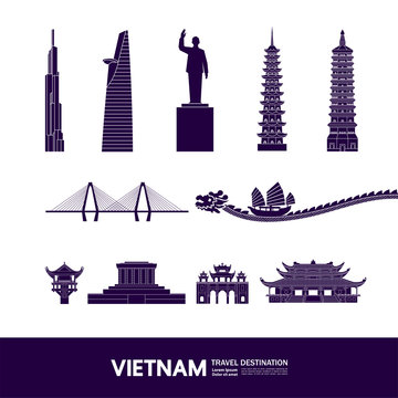 Vietnam travel destination grand vector illustration. 