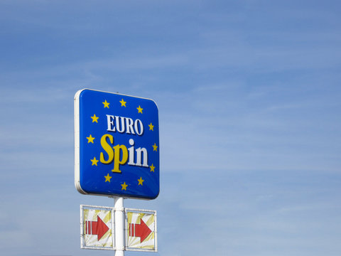 LJUBLJANA, SLOVENIA - MARCH 22 2019: Euro spin logo, an Italian grocery store chain.