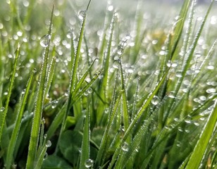 Fototapeta na wymiar Rain on grass