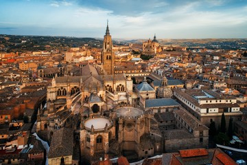 Aerial view of Toledo Cathedral - obrazy, fototapety, plakaty