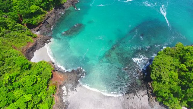 Overhead View of Cavada Islands (Isla Secas) with Coral and Rock Fringed Clear Water Beaches
