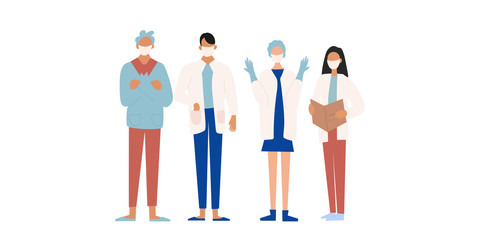 Group of doctors. Team of medical workers on a white background. Vector illustration