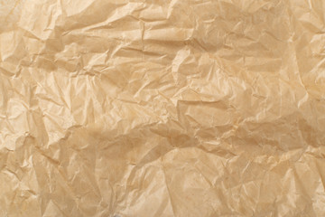 Sheet of Brown Thin Crumpled Craft Paper Background