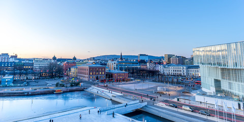 Modern buildings in Oslo, city centre and city escape - obrazy, fototapety, plakaty