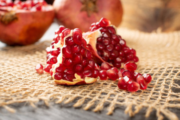 Fresh Ripe Organic Pomegranate Fruit with Juicy Seeds