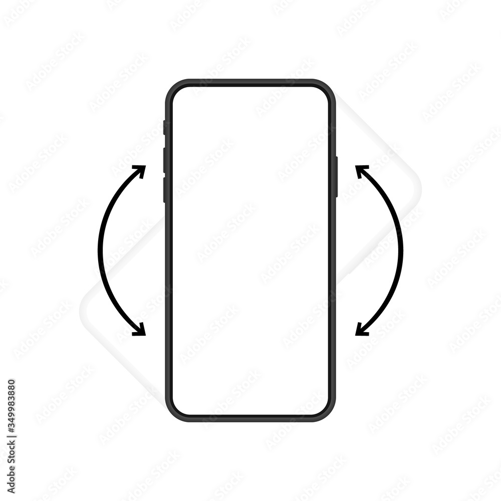 Poster smartphone with different variant of rotate position. turn your phone whatever. modern vector illust
