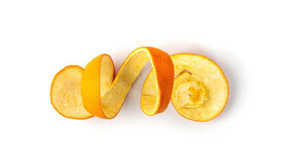 Dry Orange Peel or Zest Isolated on White Background