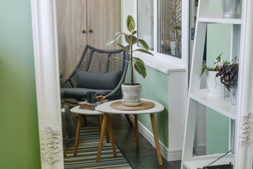 Interior of cozy balcony