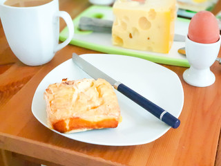 breakfast with milk and eggs