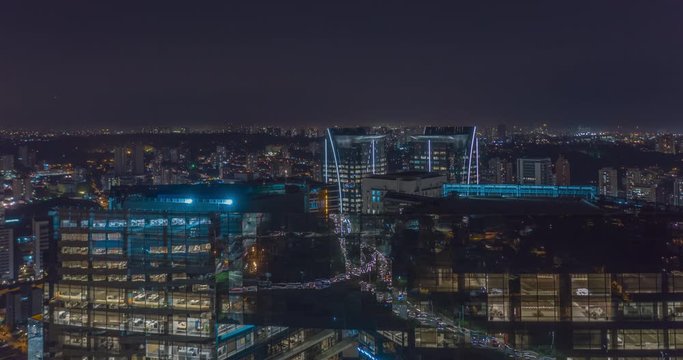 Aerial Hyperlapse of the city at night