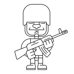 Coloring Book Male Soldier Theme 1 - Eps10 Vector