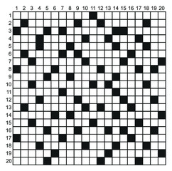Crossword puzzle vector. 20 x 20 Square crossword puzzle game.
