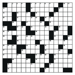 Square crossword puzzle game vector.  American-style crossword puzzle. 