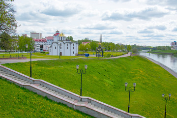 Vitebsk,Belarus- 14 May 2020:Annunciation Church and Church of Holy Prince Alexander Nevsky in historical center
