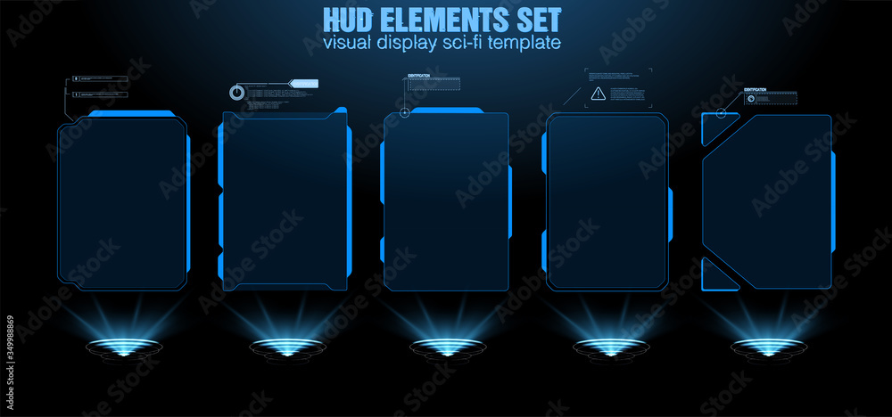 Poster futuristic vector hud interface screen design. digital callouts titles. hud ui gui futuristic user i