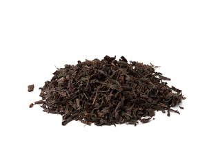 dry black long leaf tea, top view, ingredients for a hot drink