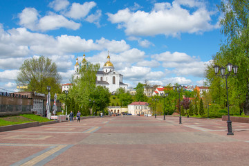 Vitebsk,Belarus- 14 May 2020: Pushkin pedestrian street in the city center