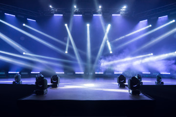 Stage for live concert Online transmission. Business concept for a concert online production broadcast in realtime as events happen. Stage for online live concert Concert live streams available online - obrazy, fototapety, plakaty