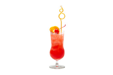 cocktails soft and long-drinks ind front of  isolated on white background. with clipping path.