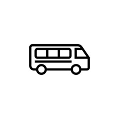 Minibus vector icon, black minibus icon transportation concept isolated in outline, lineart style isolated on white background