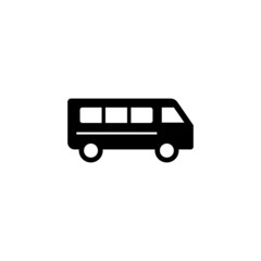 Minibus vector icon, black minibus icon transportation concept isolated in black flat shape design isolated on white background