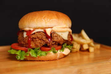 Fried Zinger Chicken Burger Sandwich with Cheese