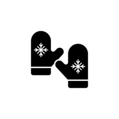 Wool gloves vector icon in outline, lineart style isolated on white background