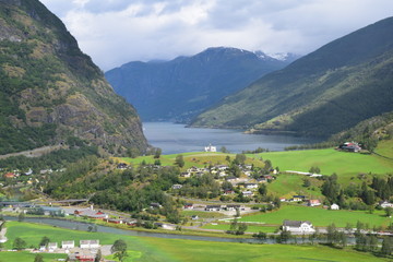 Fototapeta na wymiar overlooking Flam in Norway