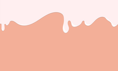 Seamless border with dripping paint, milk or other liquid flowing down, isolated background in pastel colors