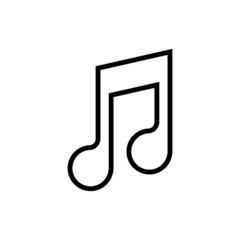 Music note icon in outline, lineart style on white background