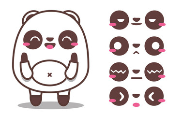 Happy Cute panda with set expression collection