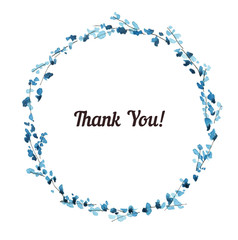 Watercolor painting blue flowers wreath