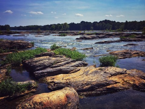 Potomac River At Seneca Creek State Park Against Sky