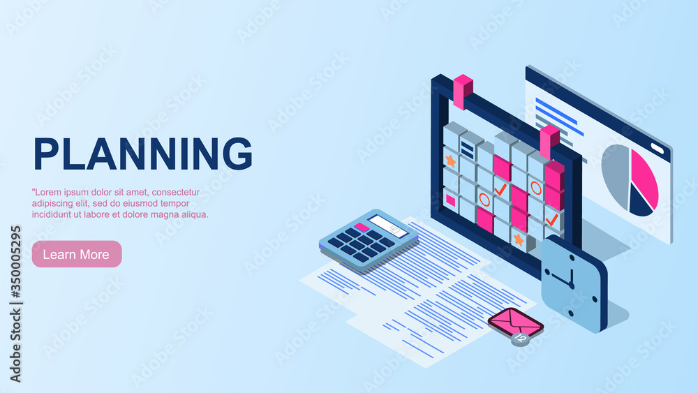Poster planning. time management concept. efficient use of worktime for implementation of the business plan