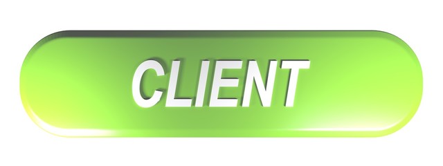 CLIENT green rounded rectangle pushbutton - 3D rendering illustration