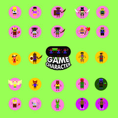 set games characters design for mini game, vector design illustration