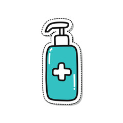alcohol gel, hand sanitizer doodle icon, vector illustration