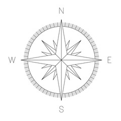 Compass rose - nautical chart. Travel equipment displaying orientation of world directions - north, east, south and west. Simple flat vector illustration