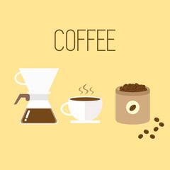 ドリップコーヒー、コーヒー豆のイラスト