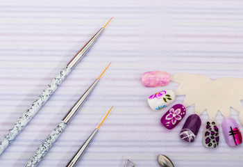 
elements, supplies and tools for manicure