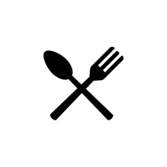 Restaurant, Fork and spoon icon flat design in black flat shape design  on white background