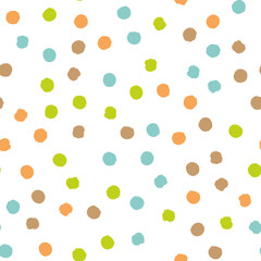 Scattered colorful brush dots. Seamless background pattern. Abstract vector wallpaper