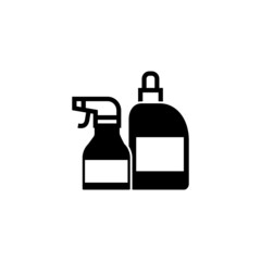 Cleaning products vector icon in outline, black flat shape on white background