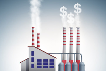 Plant in carbon tax and pollution concept - 3d rendering