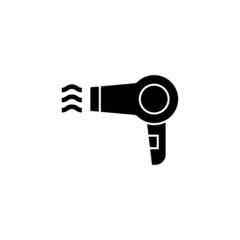 Vintage hairdryer icon in black flat shape design isolated on white background