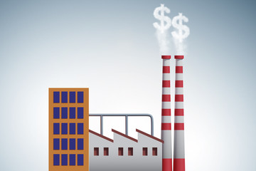 Plant in carbon tax and pollution concept - 3d rendering