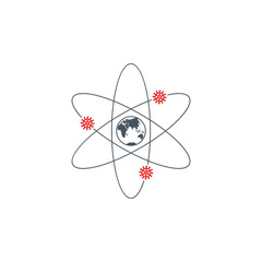 Spread Coronavirus Covid19 around planet sphere location point outbreak map single line icon isolated. Perfect outline symbol Coronavirus Covid 19 pandemic banner. Quality element with editable Stroke