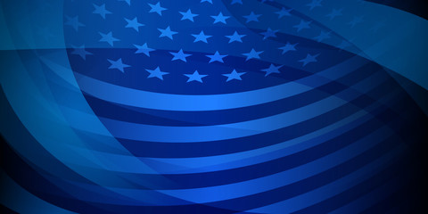 USA independence day abstract background with elements of the american flag in dark blue colors
