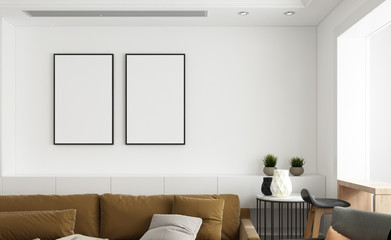 modern living room with white mock up
